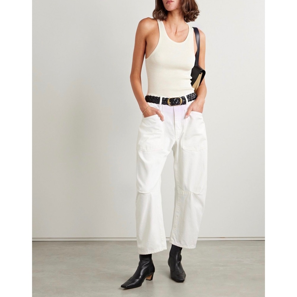 Nili Lotan Cargo Utility Baggy Yannic Cotton Linen Pants White USA Made 4
